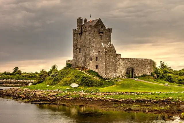Dunguaire Castle standing beside Galway Bay near Kinvara in County Galway, Ireland