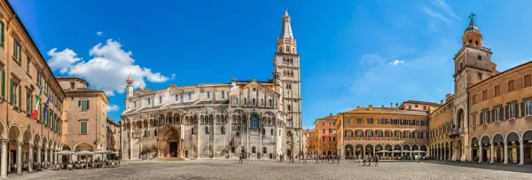 Modena Cathedral and Ghirlandina Tower in Piazza Grande, Modena, Italy