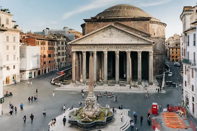 Pantheon in Rome viewed from Piazza della Rotonda