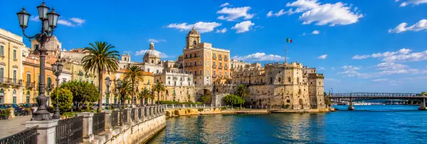 Aragonese Castle and waterfront in Taranto, Italy