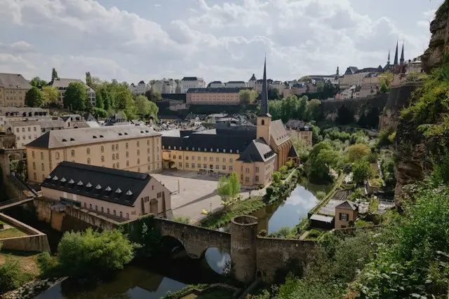 Luxembourg City historic valley with bridge