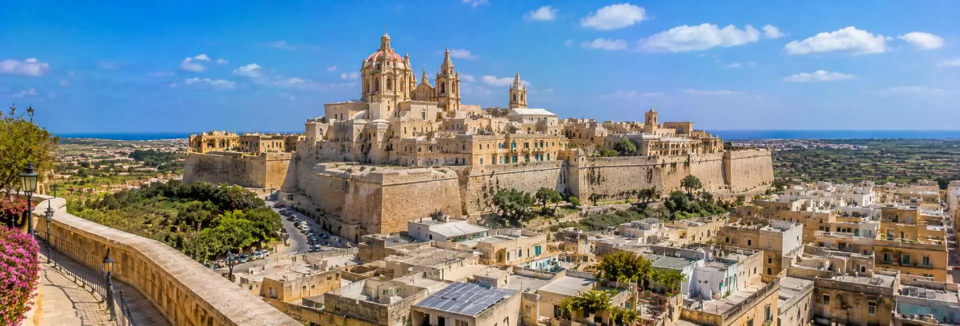 Victoria Citadel with Cathedral of the Assumption and limestone buildings in Gozo, Malta