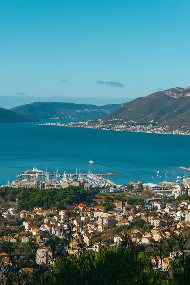 Panoramic view of Tivat and Porto Montenegro on the Bay of Kotor