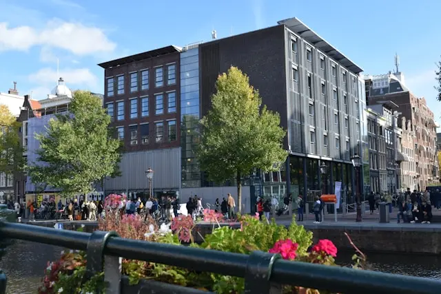 Anne Frank House beside an Amsterdam canal