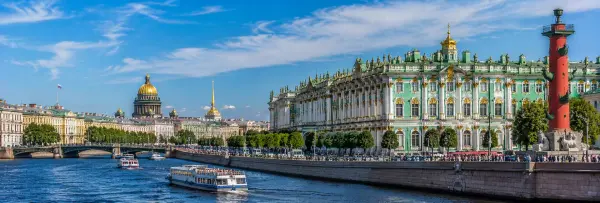 Saint Petersburg, Russia with the Winter Palace, Saint Isaac’s Cathedral and Neva River