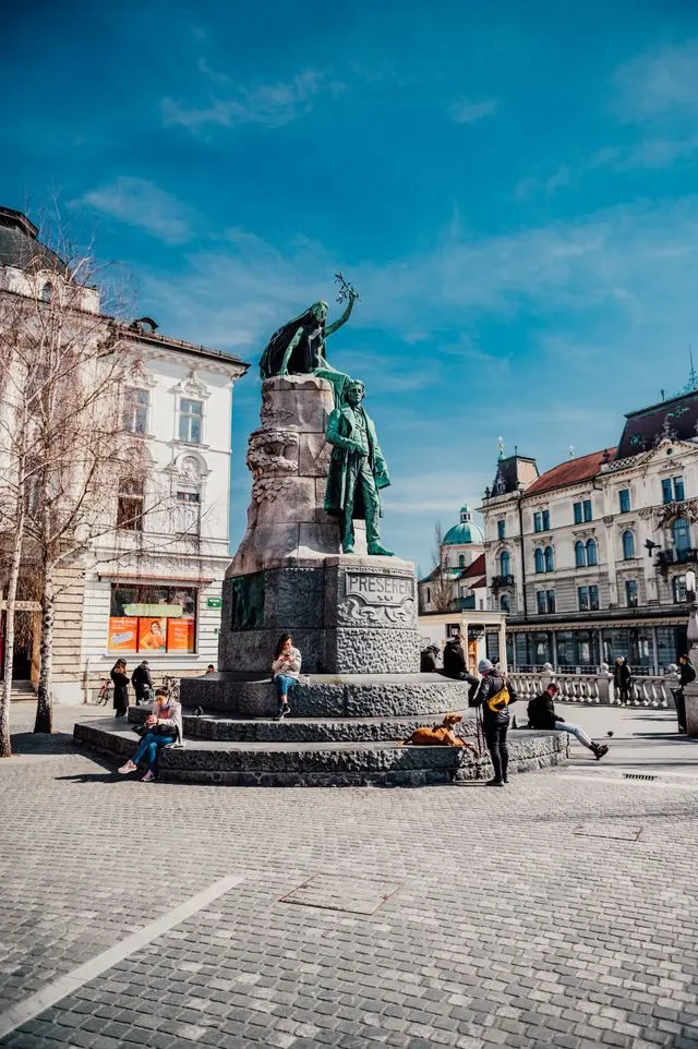Prešeren Monument in Prešeren Square in Ljubljana, Slovenia