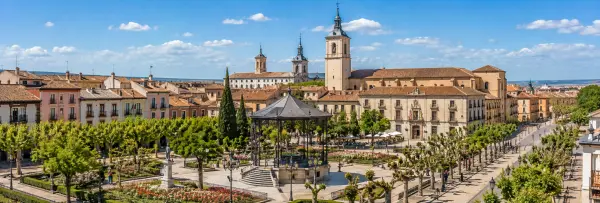 Alcalá de Henares, Spain, with its historic old town, gardens, churches and terracotta rooftops