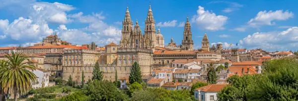 Santiago de Compostela, Spain panoramic view of its cathedral and historic old town