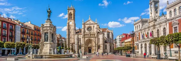 Valladolid Spain historic city center with Cathedral and traditional Castilian architecture