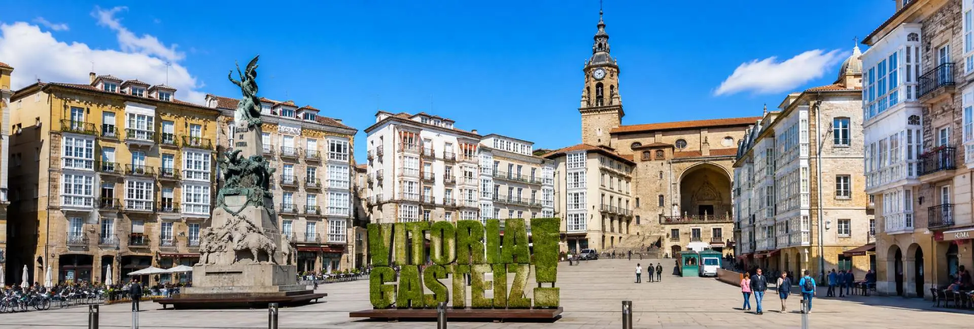 Vitoria-Gasteiz historic old town with traditional architecture and Cathedral of Santa María