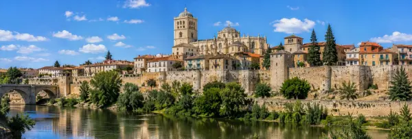 Zamora, Spain, with its historic walls, Romanesque cathedral, old town, and Duero River