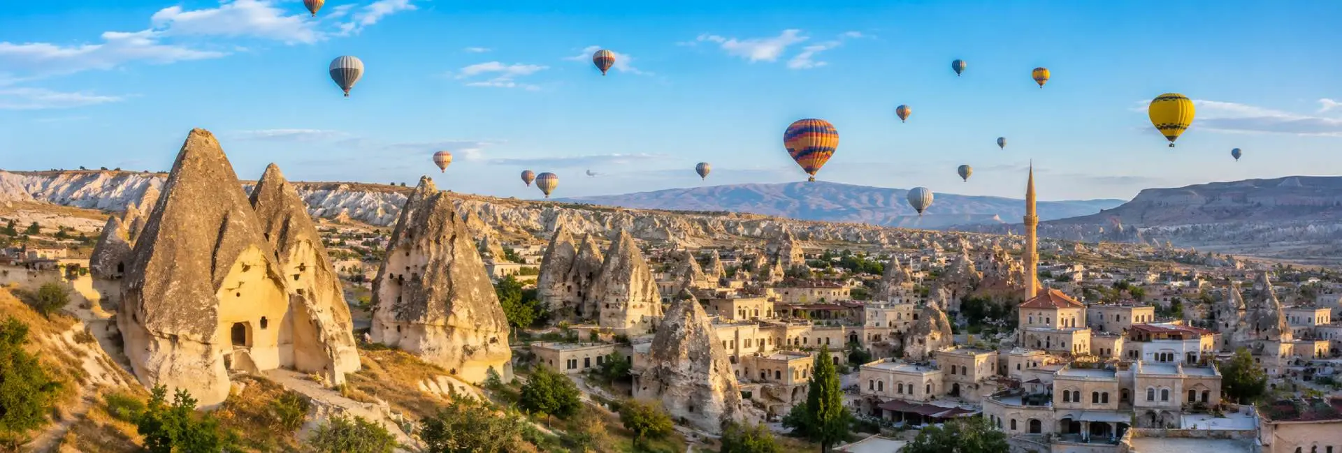 Cappadocia fairy chimneys, cave dwellings and hot air balloons in Türkiye